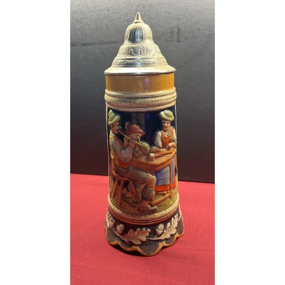 VINTAGE German Beer Stein Music Box with Pewter‎ Lid RARE - GERMANY